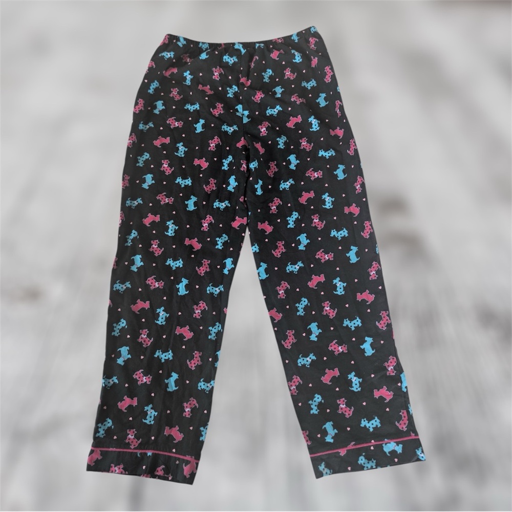 Women’s Pajama Bottoms Large 14/16 Classic Elements Black Scottie Dog Pink Pants - Picture 3 of 8